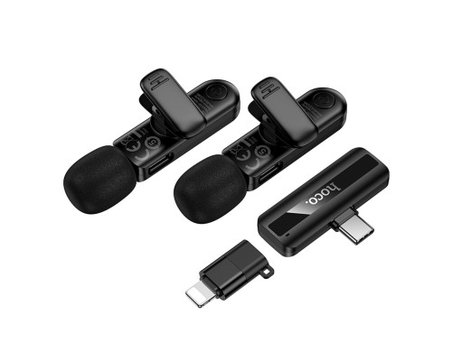 Бездротова мікрофонна система HOCO L20A Fair dual-mic wireless microphone(iP/Type-C) Black (6942007655507)