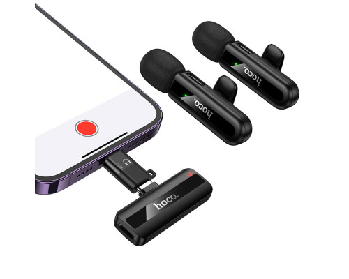 Бездротова мікрофонна система HOCO L20A Fair dual-mic wireless microphone(iP/Type-C) Black (6942007655507)