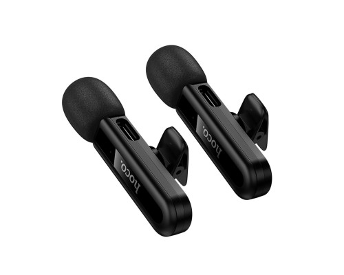 Бездротова мікрофонна система HOCO L20A Fair dual-mic wireless microphone(iP/Type-C) Black (6942007655507)