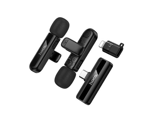 Бездротова мікрофонна система HOCO L20A Fair dual-mic wireless microphone(iP/Type-C) Black (6942007655507)