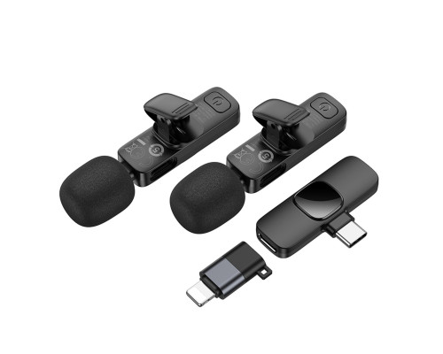 Мікрофон-петличка BOROFONE BFK15 Dual-mic lavalier wireless digital microphone (iP/Type-C) Black (6941991117107)