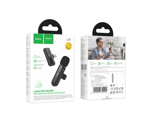 Бездротова мікрофонна система HOCO L20 Fair wireless microphone Type-C Black (6942007655491)