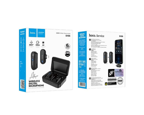 Мікрофон-петличка HOCO DI56 Alegre lavalier wireless digital microphone iP Black