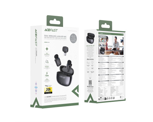Бездротова мікрофонна система ACEFAST R2 wireless lavalier microphones Black (6974316284901)