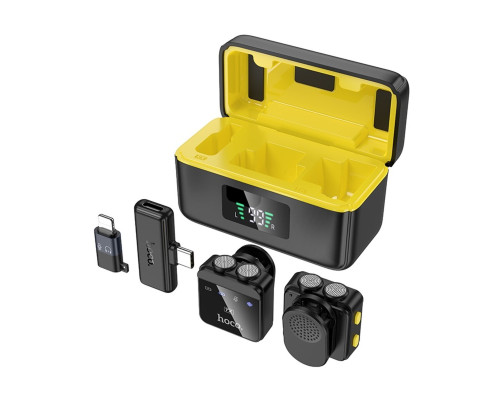 Бездротова мікрофонна система HOCO L17 Dual-mic magnetic lavalier wireless digital microphone (iP/Type-C) Black (6942007645997)