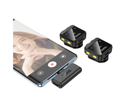 Бездротова мікрофонна система HOCO L17 Dual-mic magnetic lavalier wireless digital microphone (iP/Type-C) Black (6942007645997)