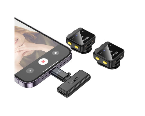 Бездротова мікрофонна система HOCO L17 Dual-mic magnetic lavalier wireless digital microphone (iP/Type-C) Black (6942007645997)