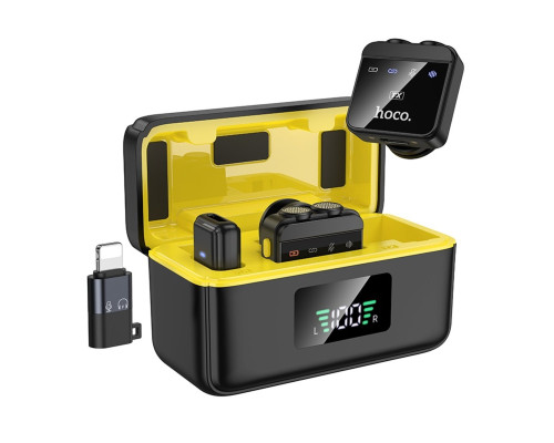 Бездротова мікрофонна система HOCO L17 Dual-mic magnetic lavalier wireless digital microphone (iP/Type-C) Black (6942007645997)