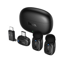 Бездротова мікрофонна система HOCO L19 Graceful wireless microphone(iP/Type-C) Black (6942007655477)