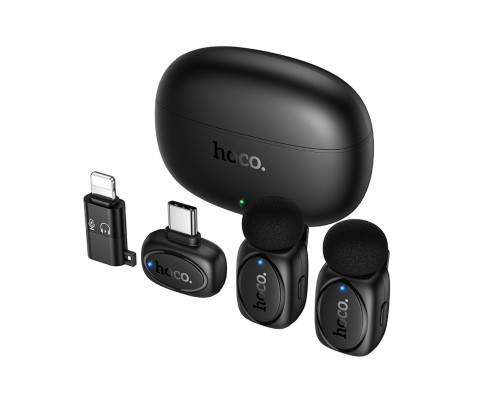 Бездротова мікрофонна система HOCO L19 Graceful wireless microphone(iP/Type-C) Black (6942007655477)