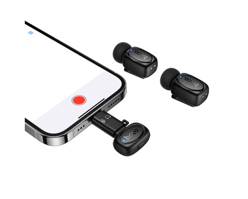 Бездротова мікрофонна система HOCO L19 Graceful wireless microphone(iP/Type-C) Black (6942007655477)