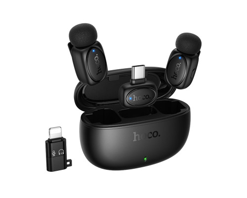 Бездротова мікрофонна система HOCO L19 Graceful wireless microphone(iP/Type-C) Black (6942007655477)