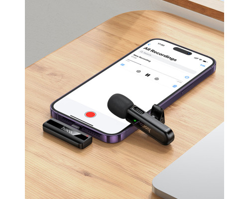 Бездротова мікрофонна система HOCO L20 Fair wireless microphone iP Black (6942007655484)