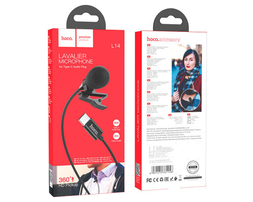 Мікрофон-петличка HOCO L14 Type-C Lavalier microphone Black