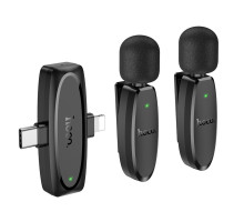 Бездротова мікрофонна система HOCO L15 Dual-mic clip-on wireless digital microphone (iP/Type-C) Black (6942007638623)