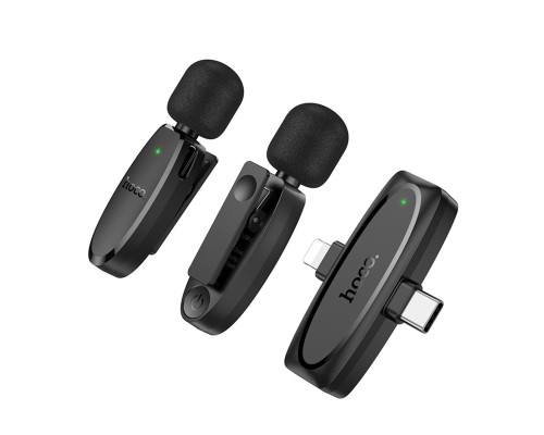 Бездротова мікрофонна система HOCO L15 Dual-mic clip-on wireless digital microphone (iP/Type-C) Black (6942007638623)