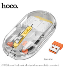 Комп ютерна миша HOCO GM35 General dual-mode silent wireless mouse(battery version) Space gray mag-6942007643993142611