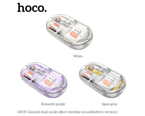 Комп ютерна миша HOCO GM35 General dual-mode silent wireless mouse(battery version) Space gray mag-6942007643993142611