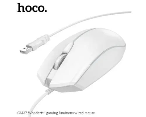 Комп ютерна Миша HOCO GM37 Wonderful gaming luminous wired mouse White mag-6942007647960144372