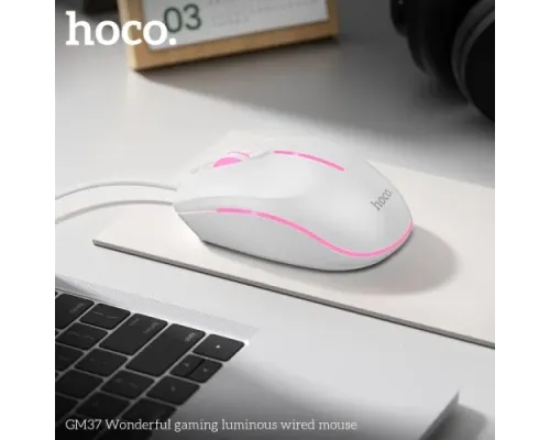 Комп ютерна Миша HOCO GM37 Wonderful gaming luminous wired mouse White mag-6942007647960144372