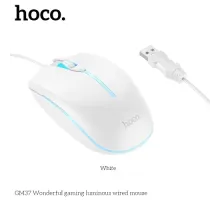 Комп ютерна Миша HOCO GM37 Wonderful gaming luminous wired mouse White mag-6942007647960144372