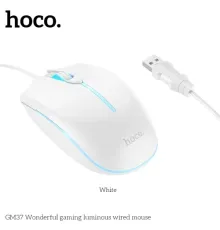 Комп ютерна Миша HOCO GM37 Wonderful gaming luminous wired mouse White mag-6942007647960144372