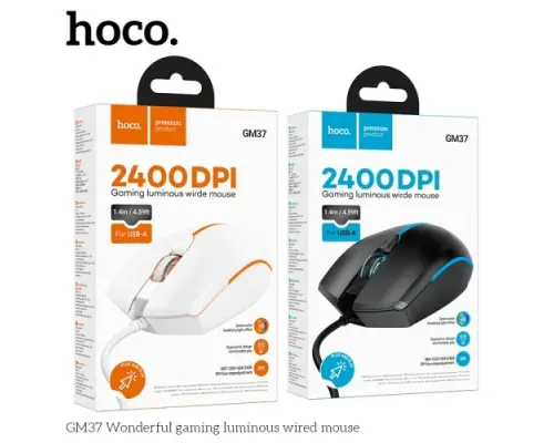 Комп ютерна Миша HOCO GM37 Wonderful gaming luminous wired mouse White mag-6942007647960144372