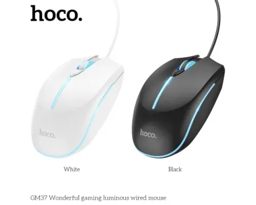 Комп ютерна Миша HOCO GM37 Wonderful gaming luminous wired mouse White mag-6942007647960144372