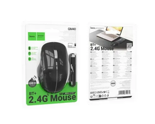Комп ютерна миша HOCO GM40 Dixon RGB dual-mode wireless mouse(rechargeable version) dark night black mag-6942007654074146165