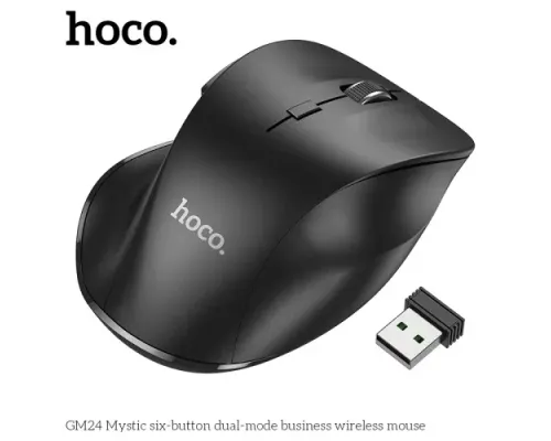 Комп ютерна Миша HOCO GM24 Mystic 6-button 2-mode ws mouse Чорна mag-6931474799432146711