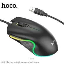 Комп ютерна Миша HOCO GM19 Enjoy gaming luminous wired mouse Чорна mag-6931474784131145046