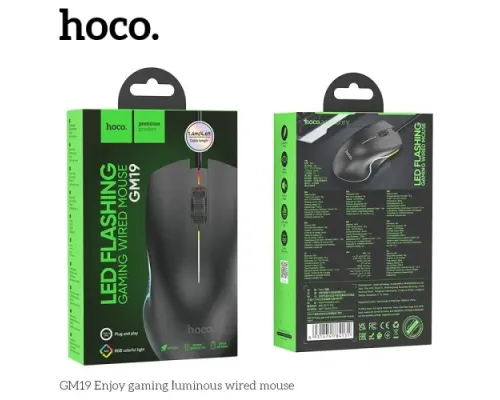 Комп ютерна Миша HOCO GM19 Enjoy gaming luminous wired mouse Чорна mag-6931474784131145046