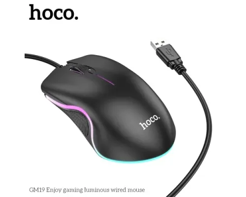 Комп ютерна Миша HOCO GM19 Enjoy gaming luminous wired mouse Чорна mag-6931474784131145046