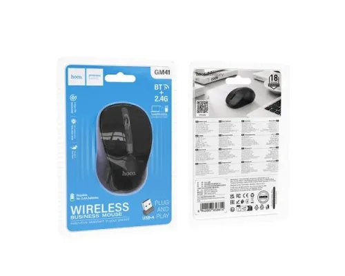 Комп ютерна миша HOCO GM41 Exciting dual-mode business wireless mouse black mag-6942007658614146169