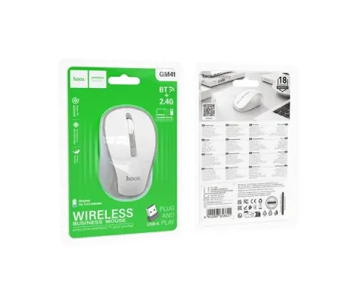 Комп ютерна миша HOCO GM41 Exciting dual-mode business wireless mouse white mag-6942007658621146170