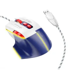 Комп ютерна Миша HOCO GM31 Overlord luminous gaming wired mouse Біло-синя mag-6942007629218144033