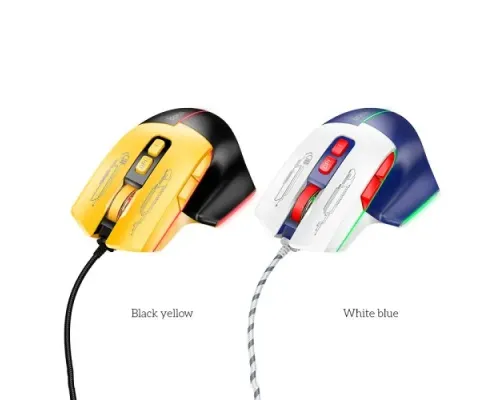 Комп ютерна Миша HOCO GM31 Overlord luminous gaming wired mouse Біло-синя mag-6942007629218144033