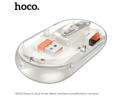Комп ютерна миша HOCO GM35 General dual-mode silent wireless mouse(battery version) White mag-6942007643986144057