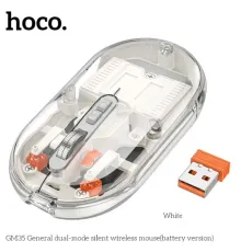 Комп ютерна миша HOCO GM35 General dual-mode silent wireless mouse(battery version) White mag-6942007643986144057