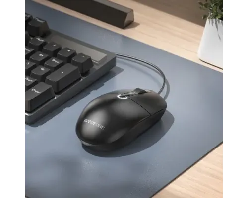 Дротова оптична USB мишка BOROFONE BG17 Morning business wired mouse чорна mag-6941991119125145013