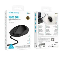 Дротова оптична USB мишка BOROFONE BG17 Morning business wired mouse чорна mag-6941991119125145013