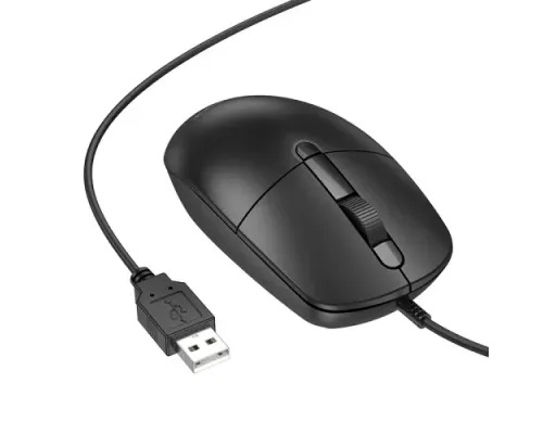 Дротова оптична USB мишка BOROFONE BG17 Morning business wired mouse чорна mag-6941991119125145013