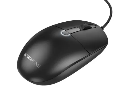 Дротова оптична USB мишка BOROFONE BG17 Morning business wired mouse чорна mag-6941991119125145013