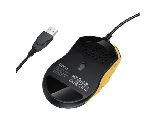 Комп ютерна Миша HOCO GM51 Sky luminous gaming wired mouse black/yellow mag-6942007675253153815