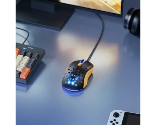 Комп ютерна Миша HOCO GM51 Sky luminous gaming wired mouse black/yellow mag-6942007675253153815