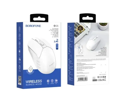 Бездротова оптична миша BOROFONE BG5 2.4G business wireless mouse біла mag-6974443383003151596