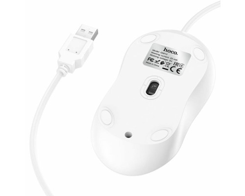 Миша HOCO GM13 Esteem business wired mouse White (6931474757852)