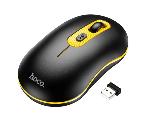 Миша Hoco GM21 Platinum 2.4G business wireless mouse Black Yellow