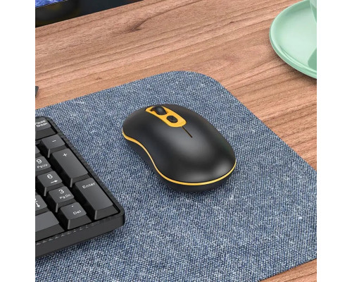 Миша Hoco GM21 Platinum 2.4G business wireless mouse Black Yellow