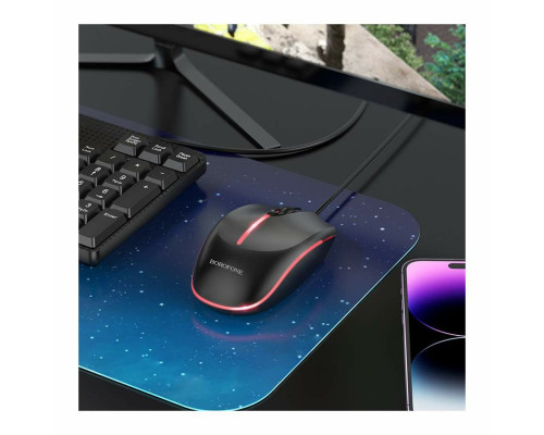 Миша BOROFONE BG10 Soaring game luminous wired mouse Black